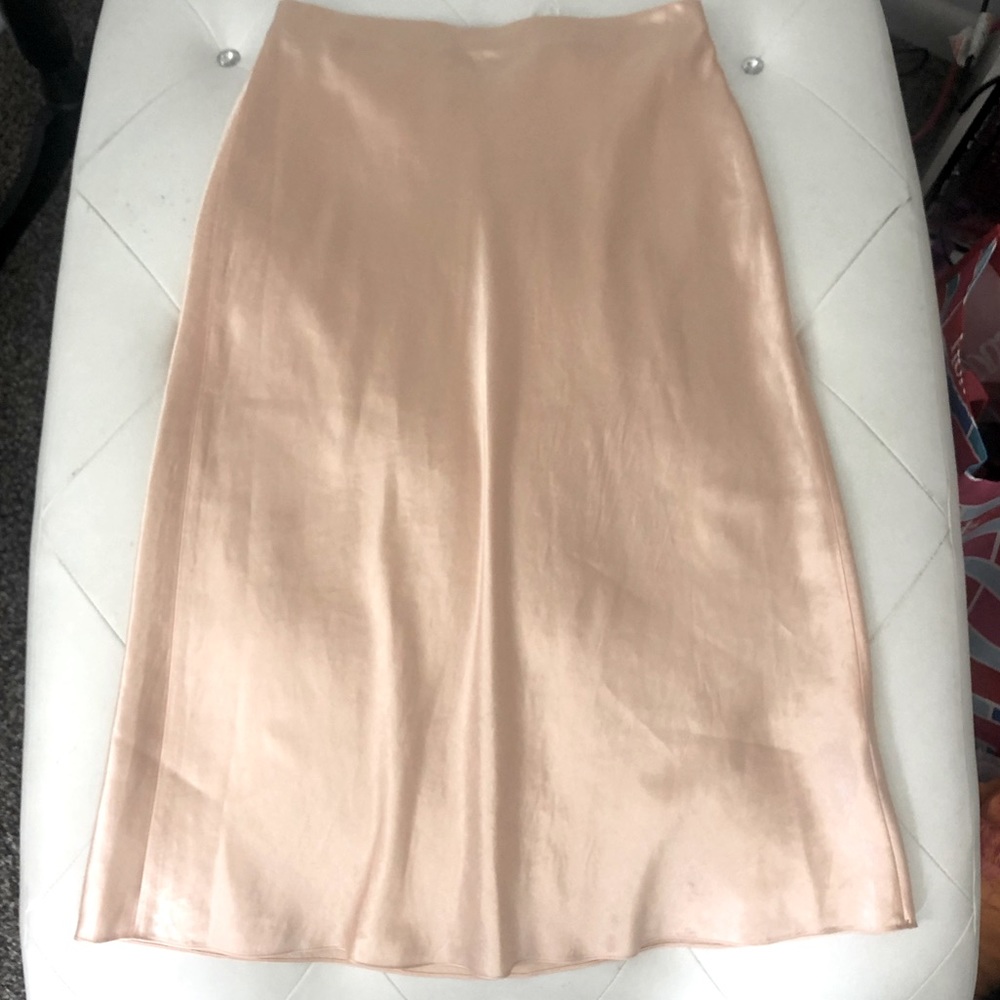 Vince Satin Midi Skirt in Blush